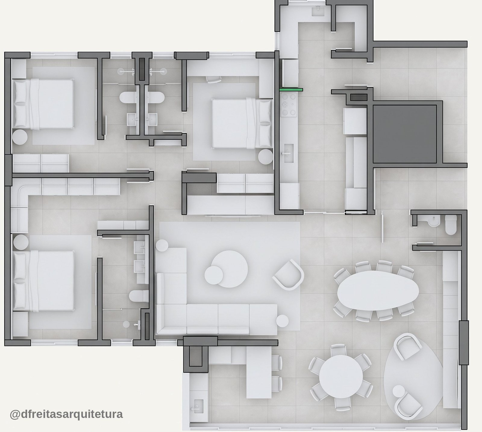 Apartamento MC — Presidente Prudente: planta baixa do apartamento — projeto de arquitetura de interiores
