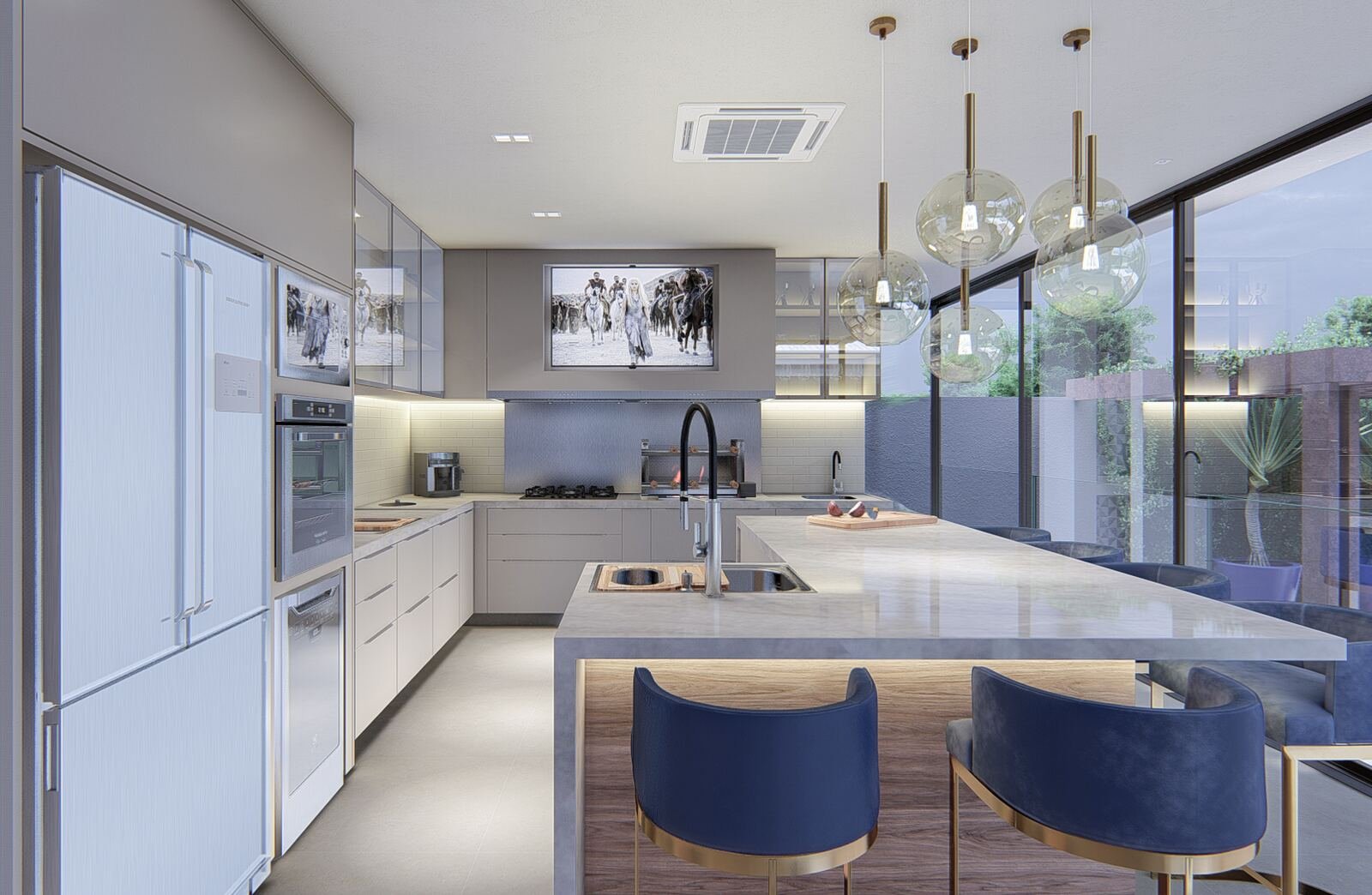 Casa AM — Adamantina: cozinha detalhe render — projeto de arquitetura residencial