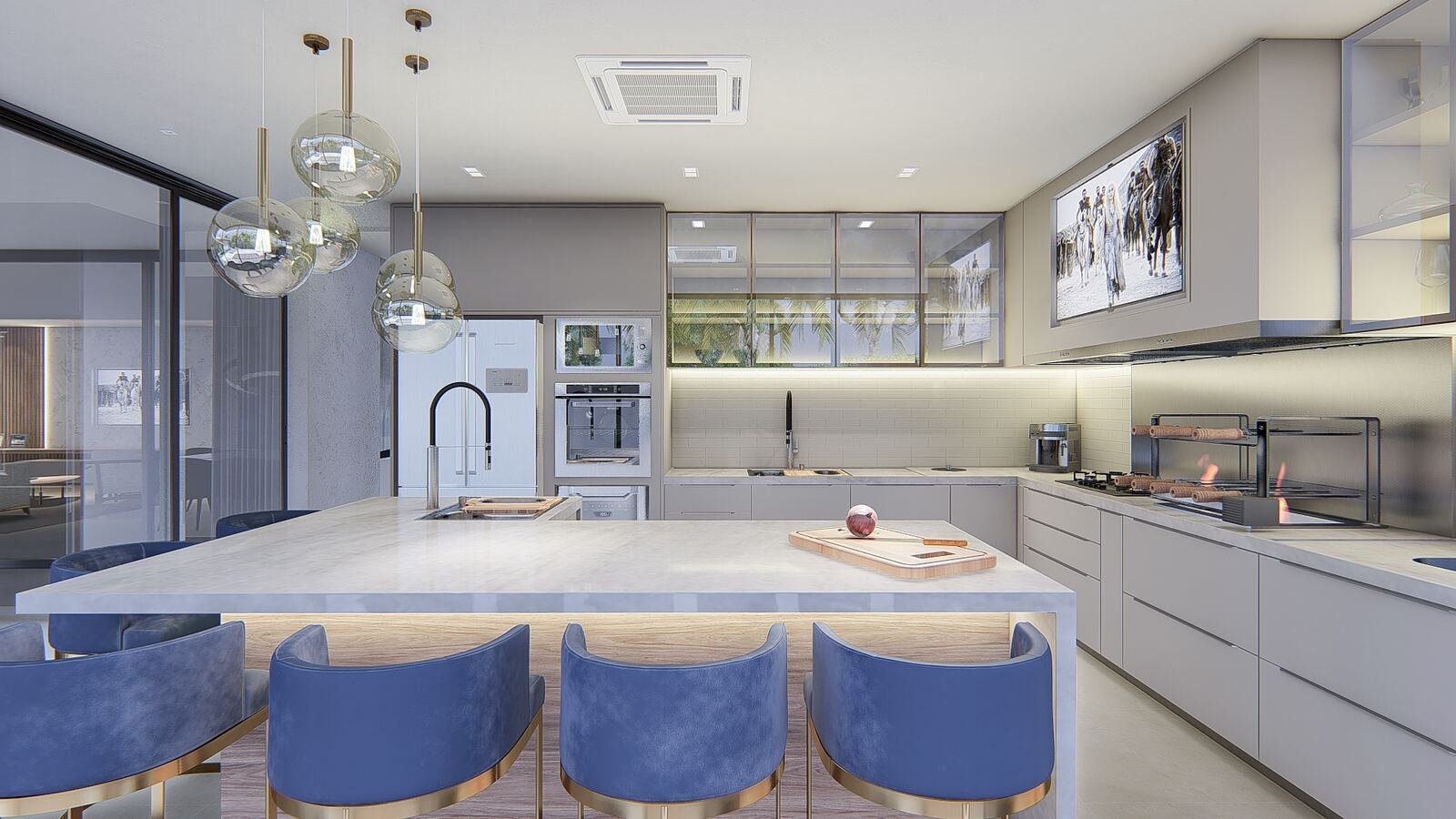 Casa AM — Adamantina: cozinha render — projeto de arquitetura residencial
