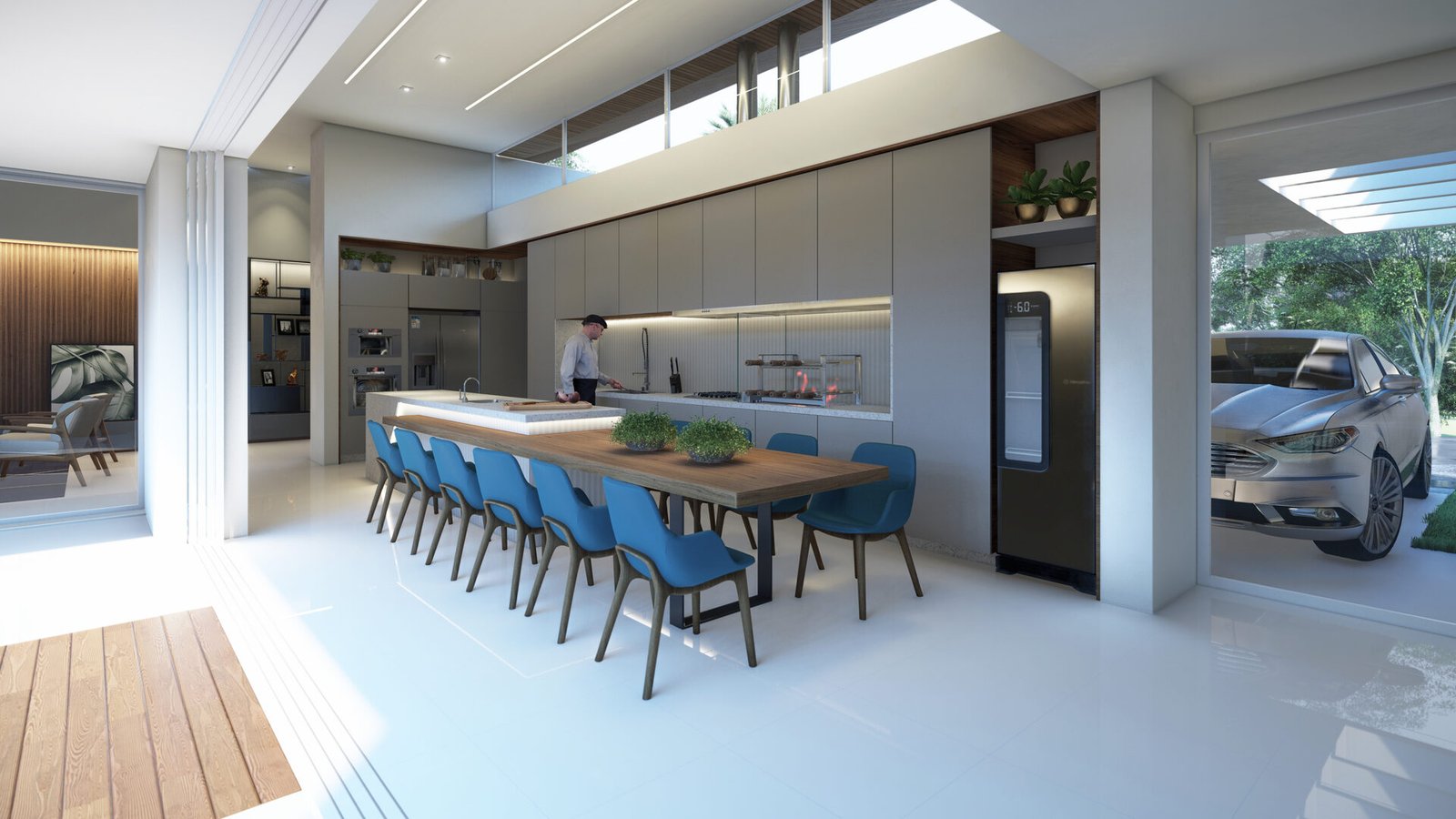 Casa BH — Osvaldo Cruz: cozinha gourmet render — projeto de arquitetura residencial