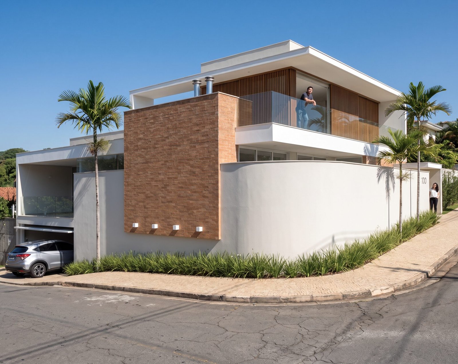 Casa EJ — Adamantina: fachada vista da esquina da rua — projeto de arquitetura residencial