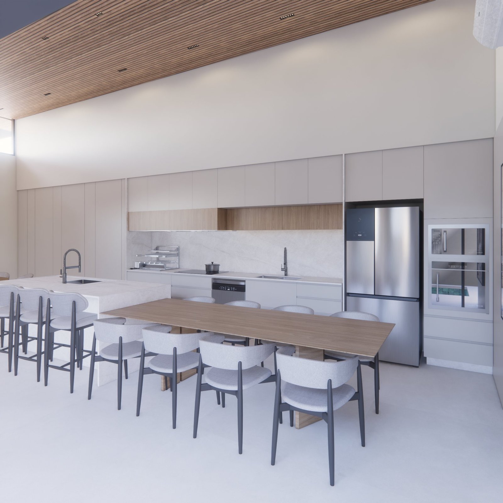 Casa GL — Marília: cozinha, vista ampla — projeto de arquitetura residencial