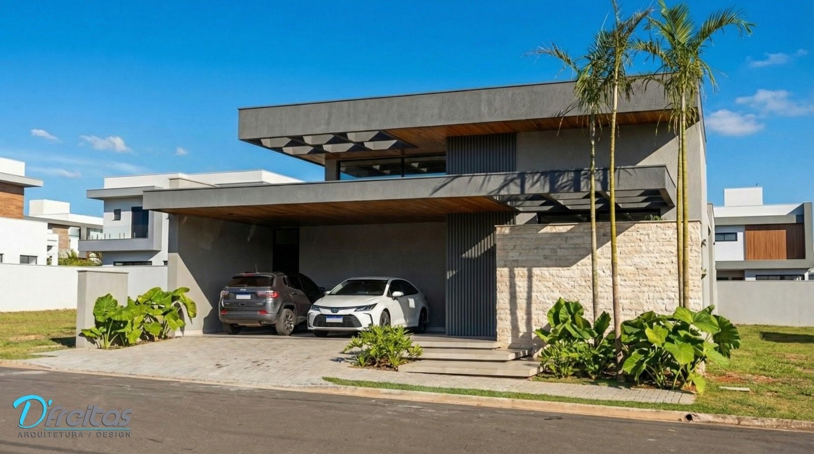 Casa GL — Marília: fachada diurna, vista da rua — projeto de arquitetura residencial