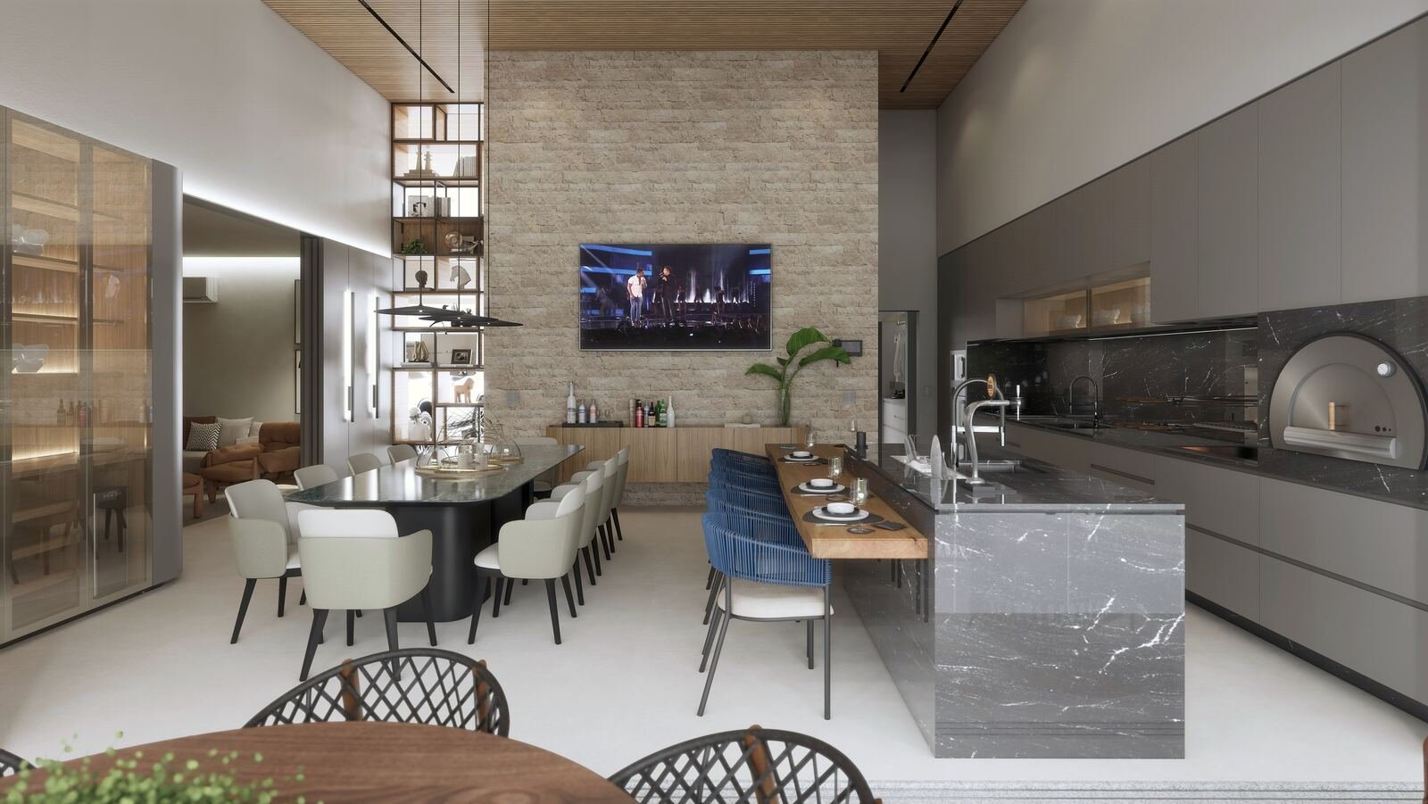 Casa GT — Osvaldo Cruz: cozinha gourmet render — projeto de arquitetura residencial
