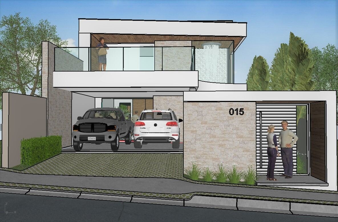 Casa MG — Adamantina: fachada frontal — projeto de arquitetura residencial