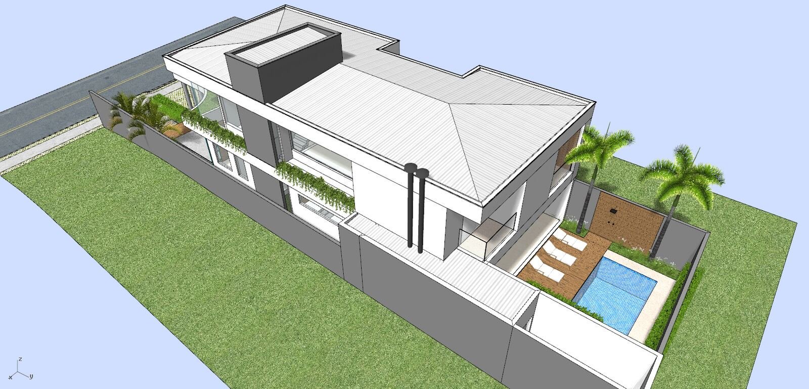 Casa MG — Adamantina: vista aerea piscina — projeto de arquitetura residencial
