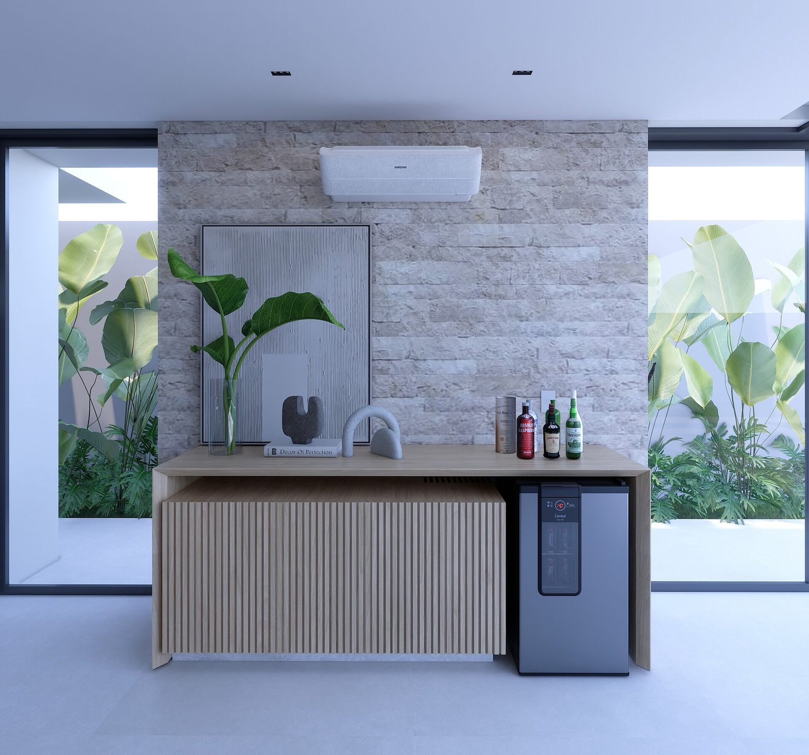 Casa MM — Adamantina: adega bar render — projeto de arquitetura residencial