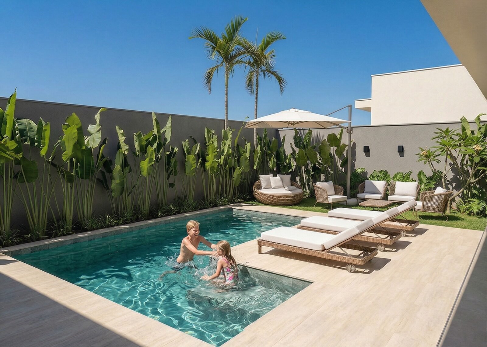 Casa MM — Adamantina: piscina real — projeto de arquitetura residencial