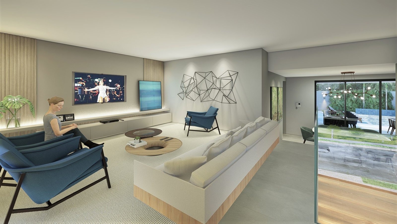 Casa NL — Adamantina: sala estar render — projeto de arquitetura residencial