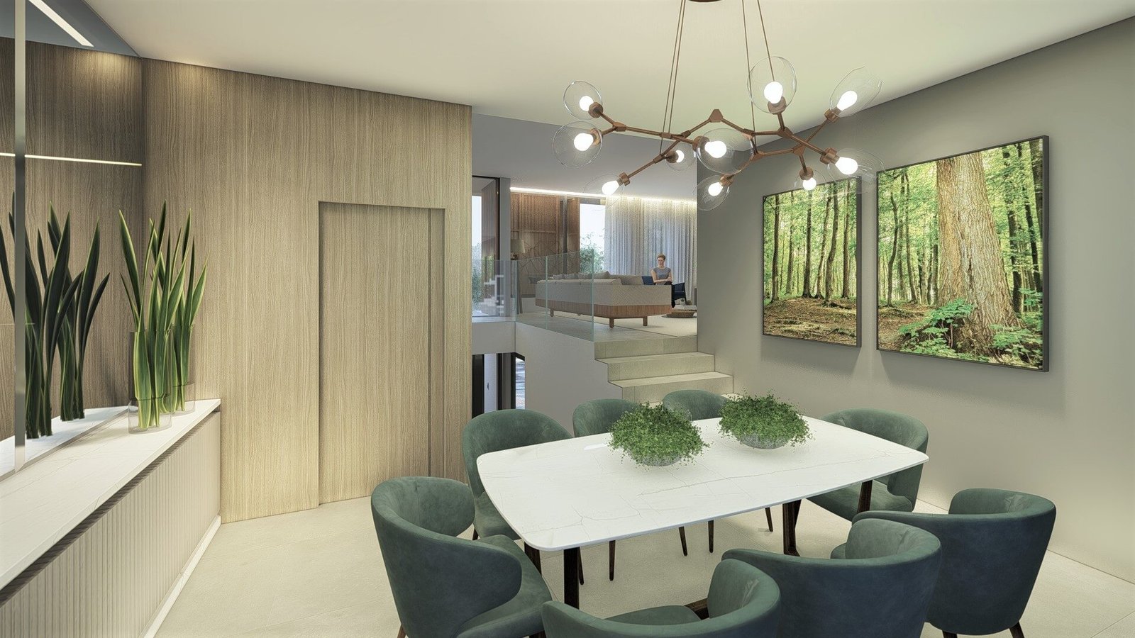 Casa NL — Adamantina: sala jantar render — projeto de arquitetura residencial