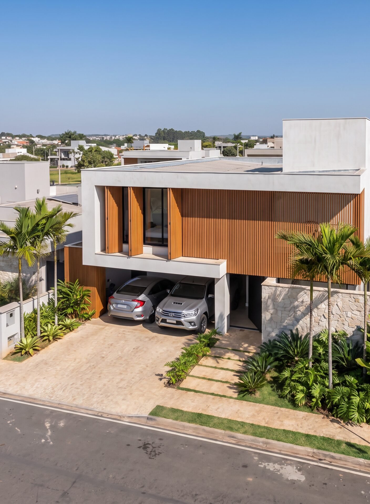 Casa NL — Adamantina: vista aerea diurna — projeto de arquitetura residencial