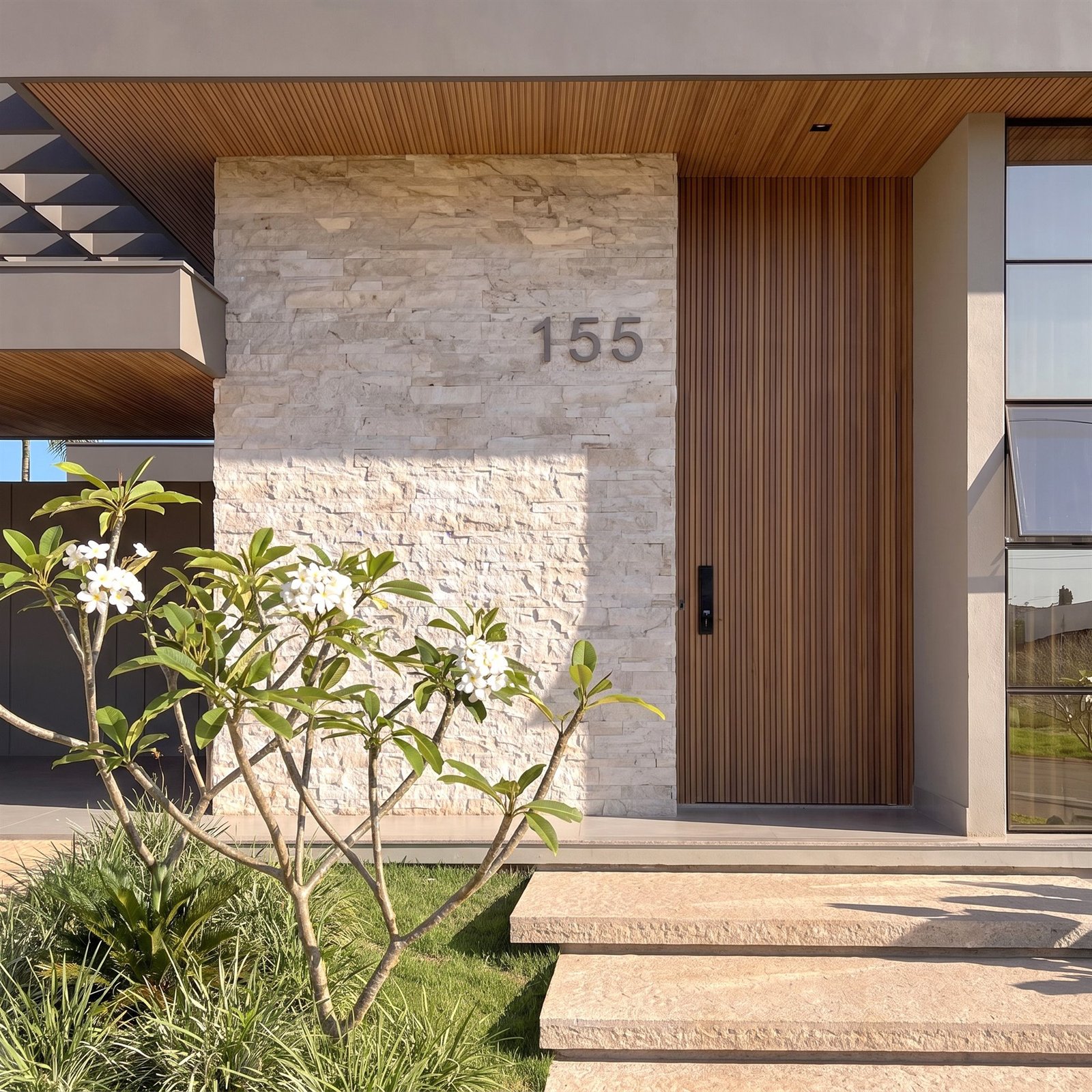 Casa RP — Adamantina: detalhe da entrada — projeto de arquitetura residencial