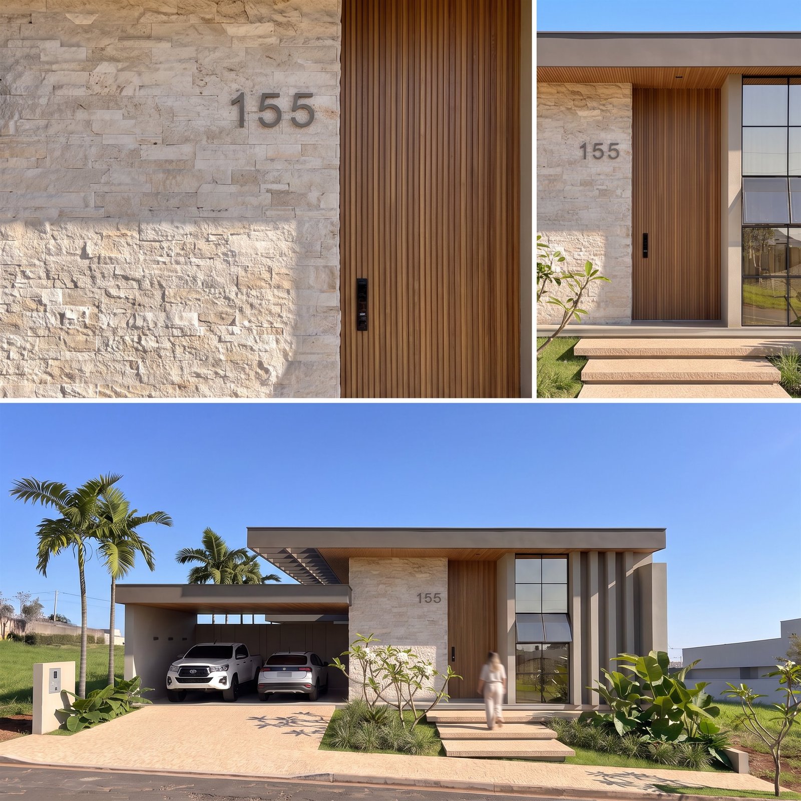 Casa RP — Adamantina: composição de detalhes da fachada — projeto de arquitetura residencial