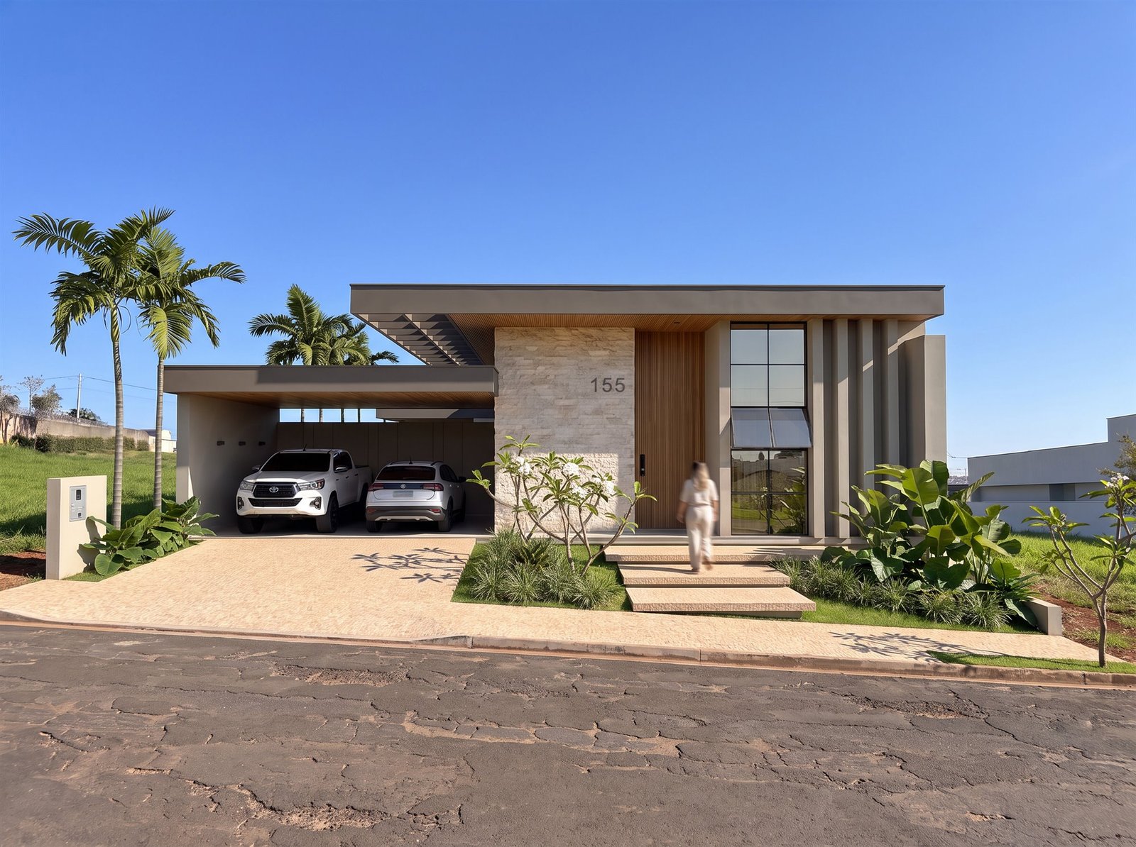 Casa RP — Adamantina: fachada frontal e garagem — projeto de arquitetura residencial