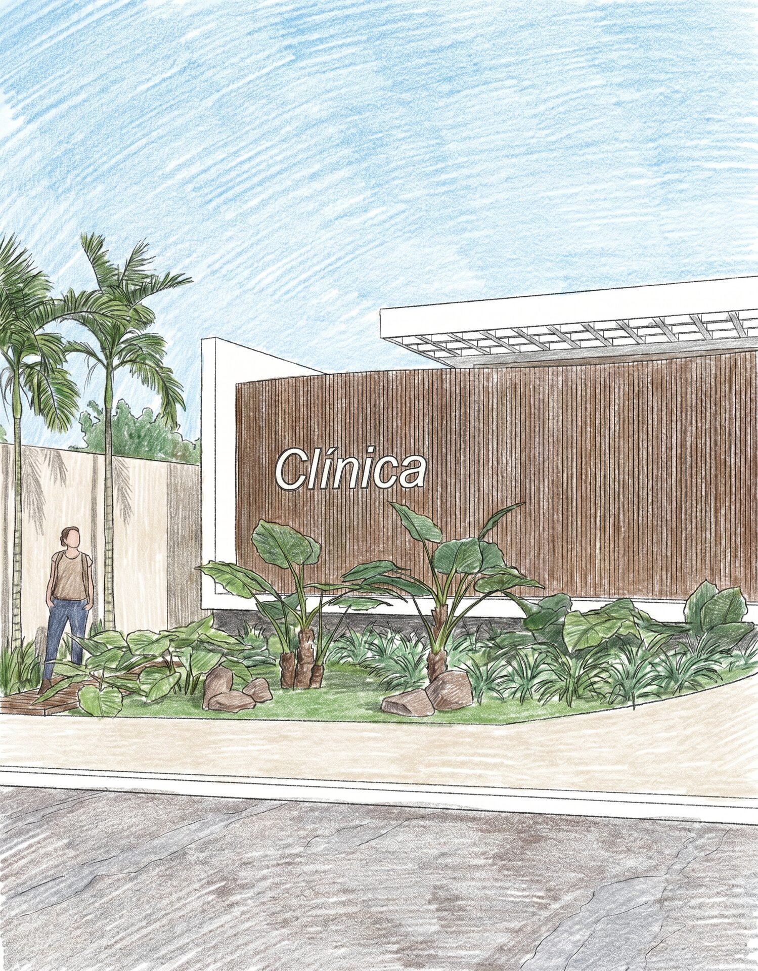 Clínica DW — Adamantina: ilustracao fachada — projeto de arquitetura comercial