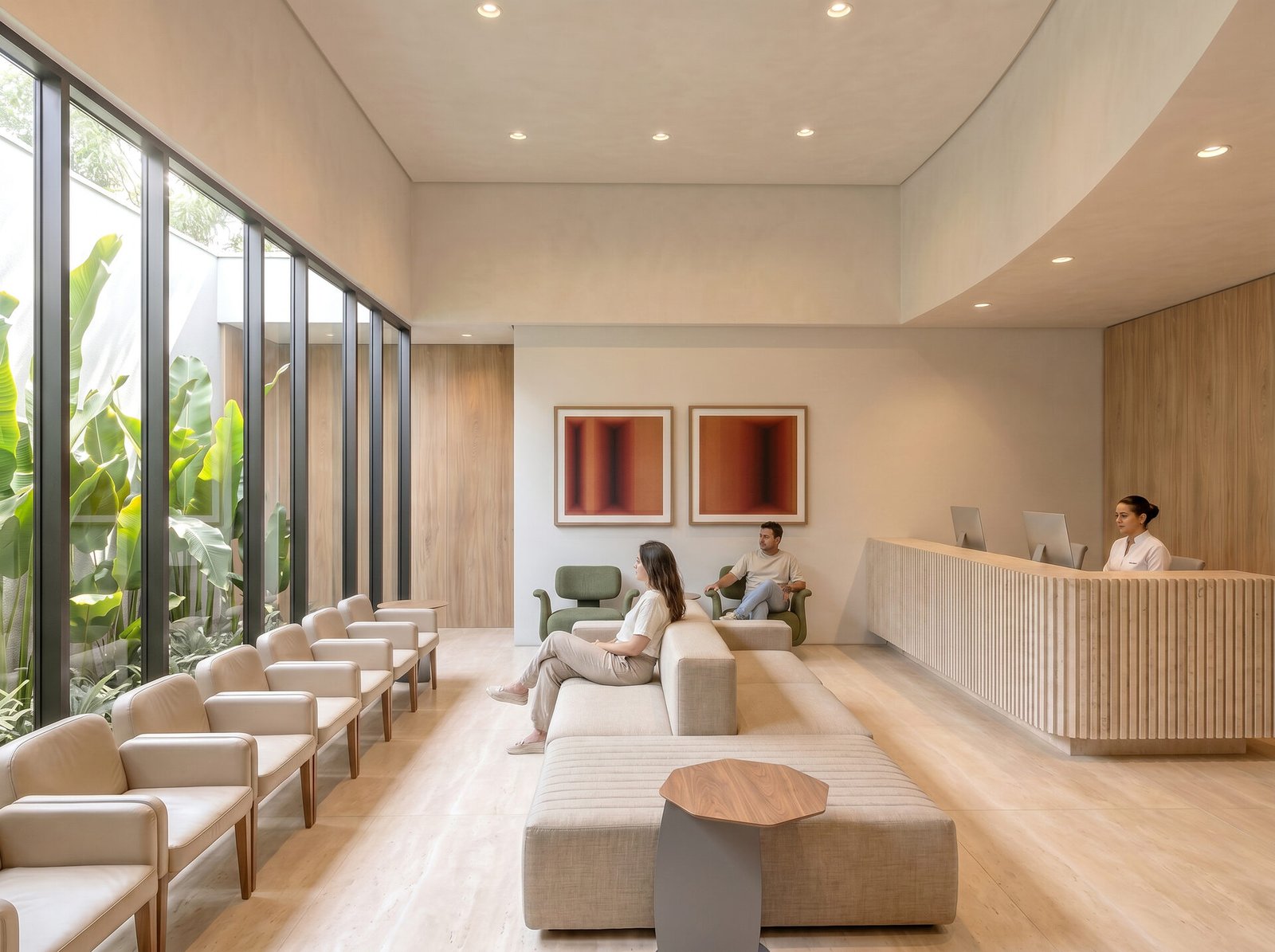 Clínica DW — Adamantina: recepcao espera — projeto de arquitetura comercial