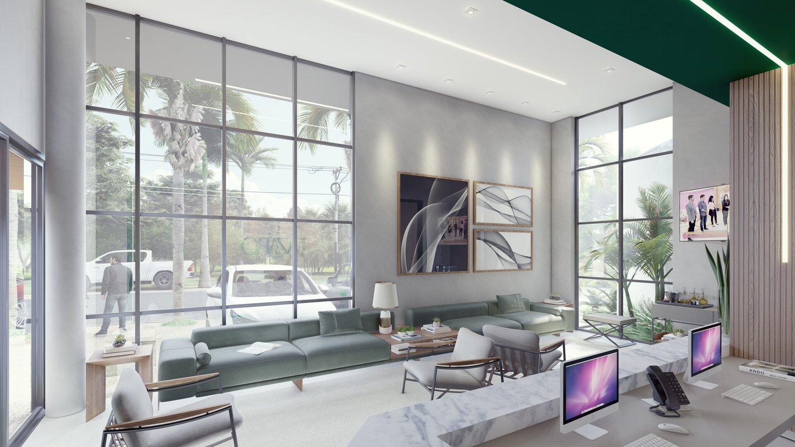 Clínica Lázaro — Osvaldo Cruz: consultorio render cadeira — projeto de arquitetura comercial