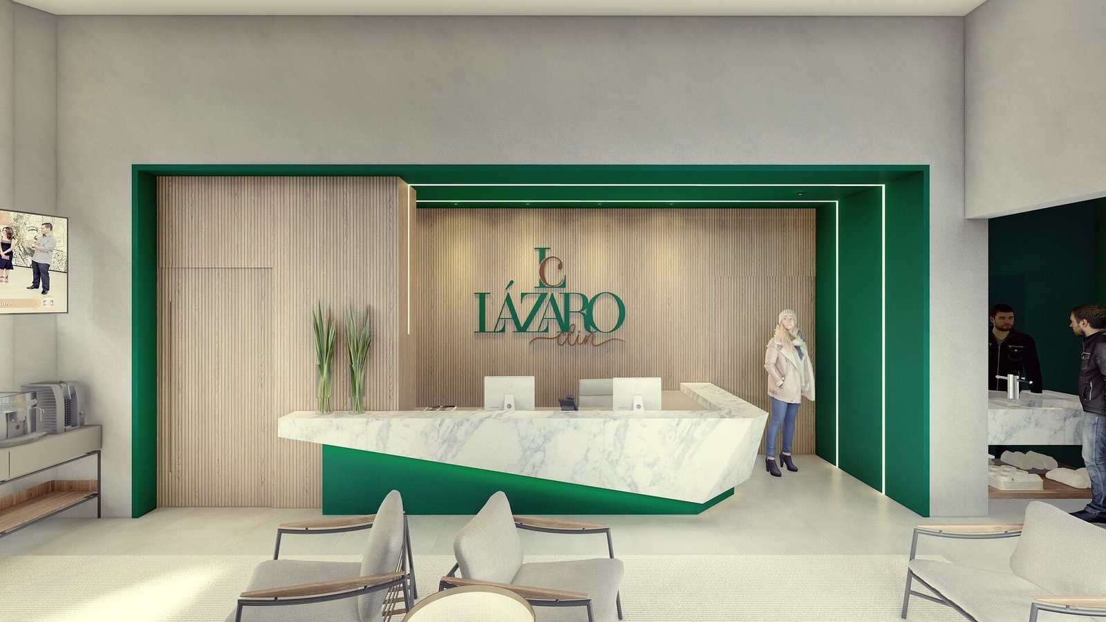 Clínica Lázaro — Osvaldo Cruz: corredor nichos — projeto de arquitetura comercial